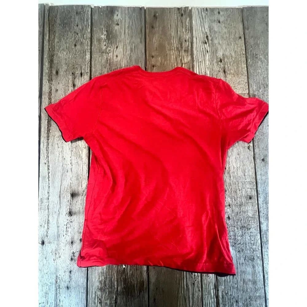Guess Los Angeles Mens Red Henley Short Sleeve Logo T-Shirt Size Large - Picture 4 of 4